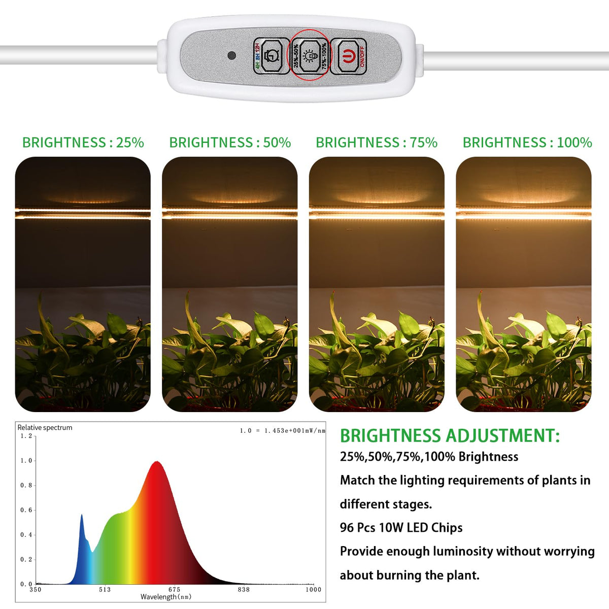 RWNTAO Grow Light Two Heads—easy installation with aluminum bar and clamp base.