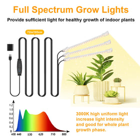 RWNTAO LED grow light strip full-spectrum diodes powering indoor plant growth