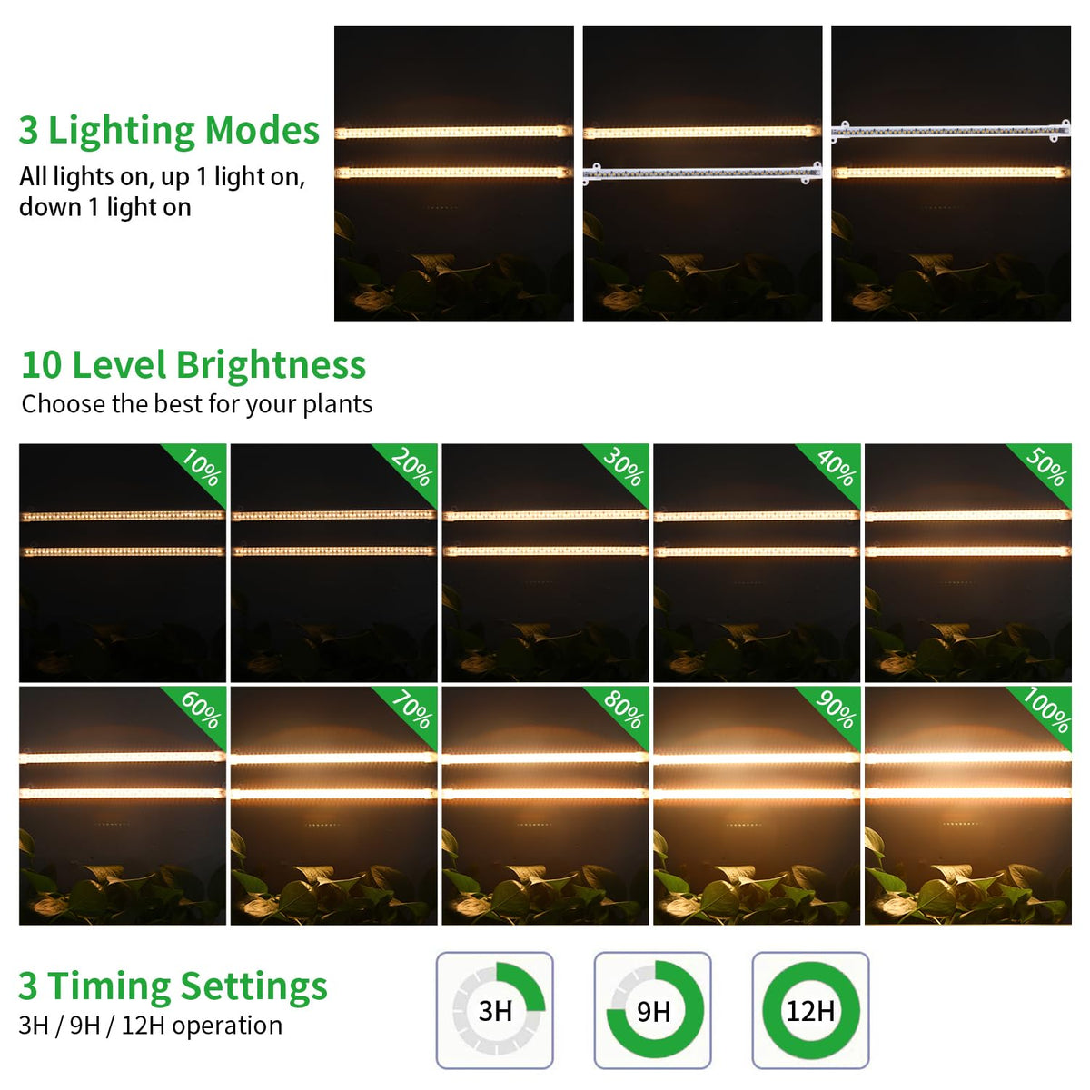 RWNTAO LED Grow Light Strips full-spectrum panel simulating sunlight for healthier growth