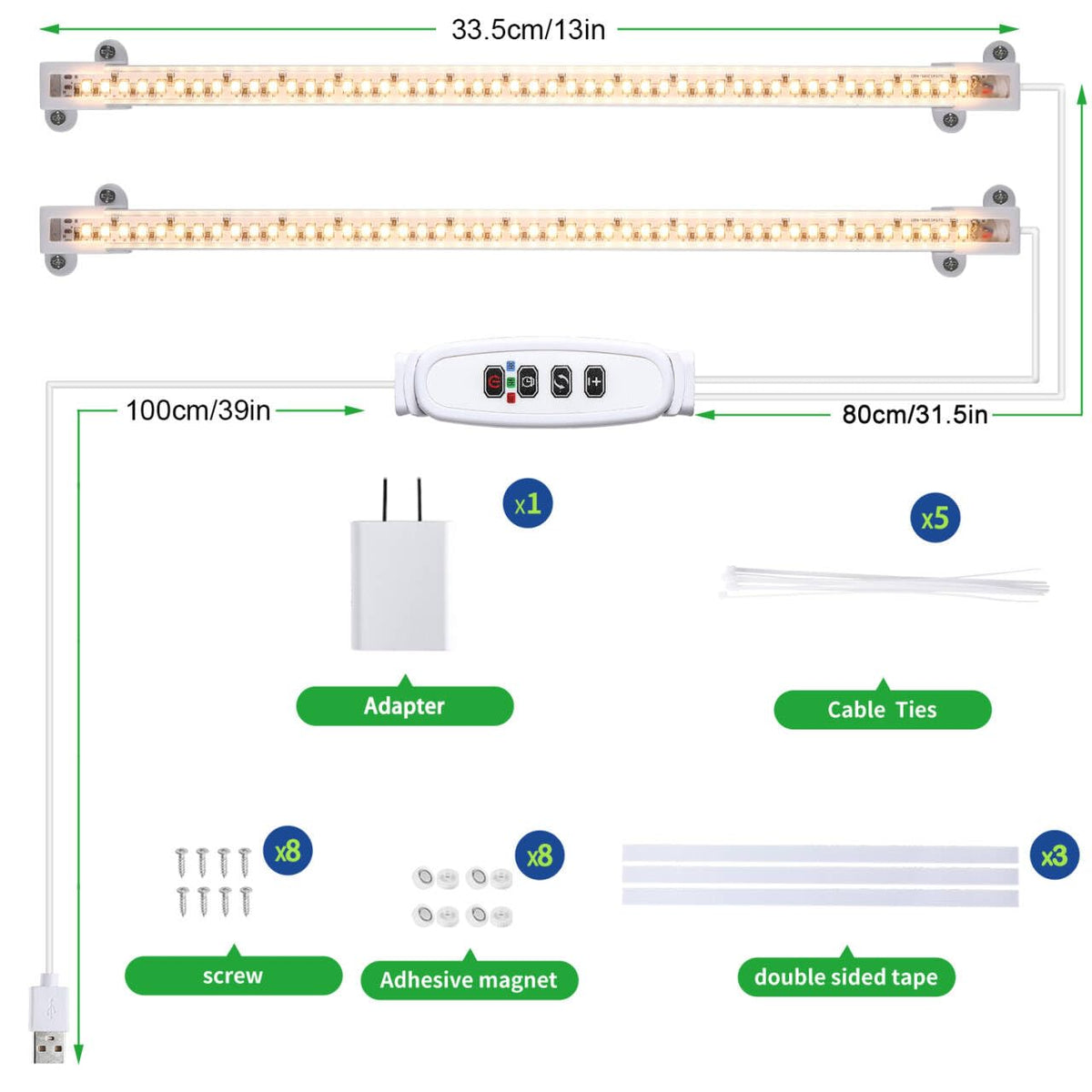 RWNTAO LED Grow Light Strips compact package with versatile mounting options