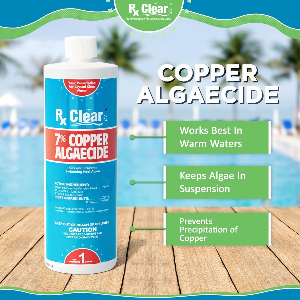 Rx Clear copper algaecide wall-coating helping keep pool walls clear