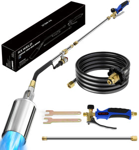 RX WELD adjustable weed torch with blue curved spout for precise weed control.