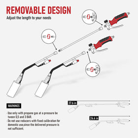 RX WELD propane torch 10ft hose enables flexible reach around obstacles.