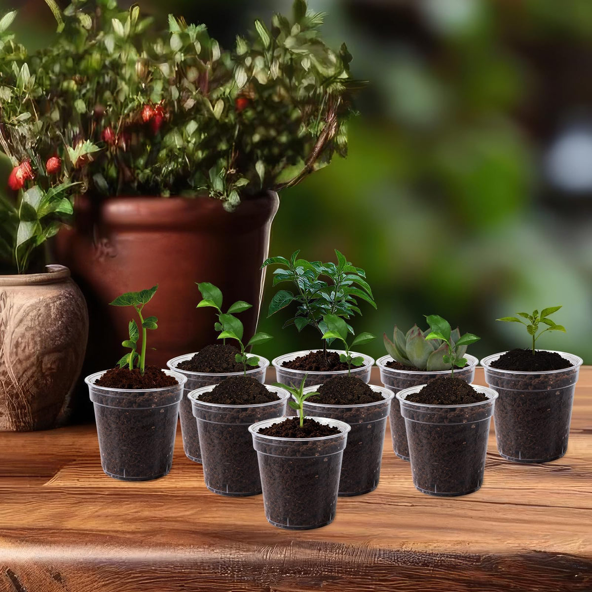 RXLWYUNLAE pots shown with seedlings for indoor or outdoor use.