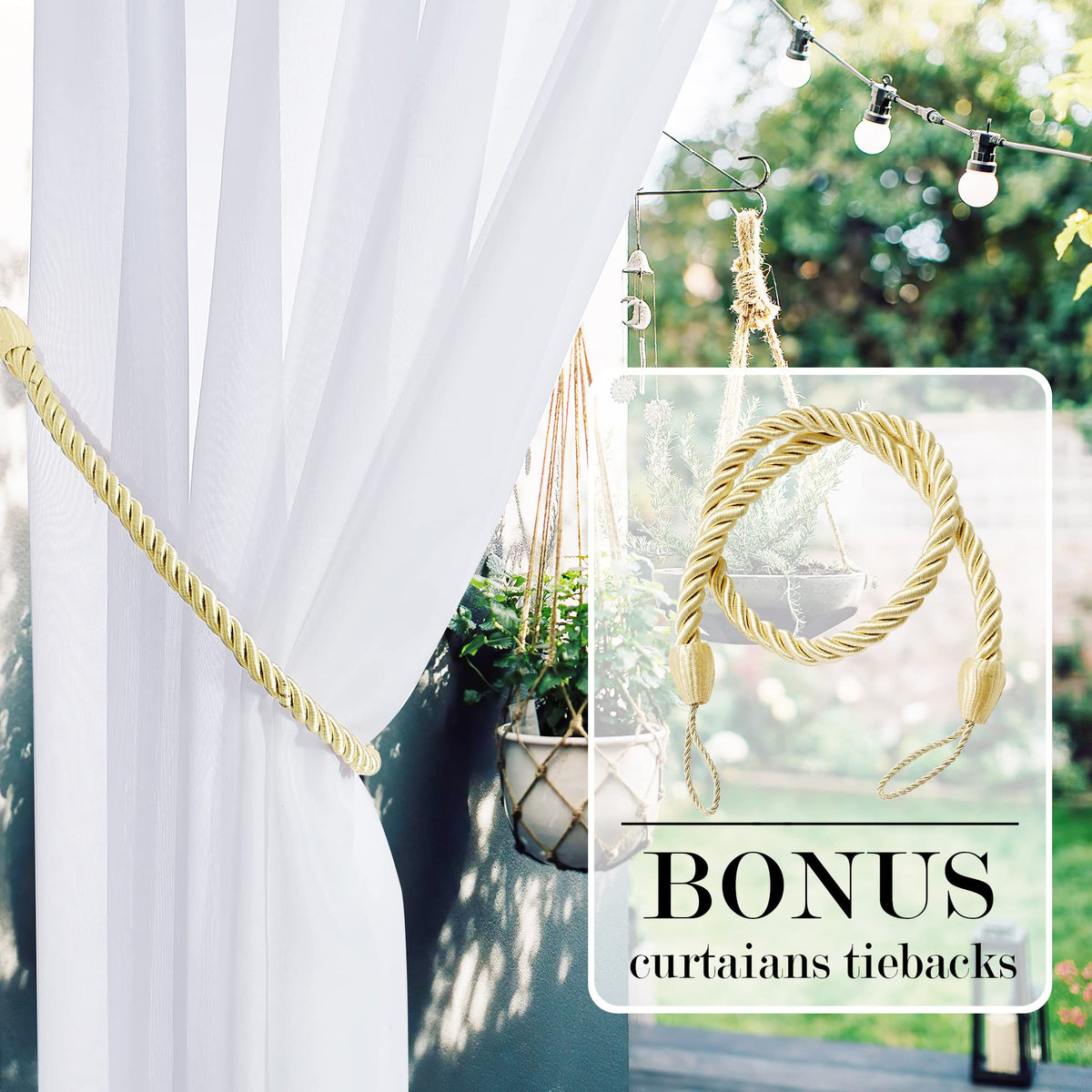 RYB HOME curtain rope included for quick and flexible hanging.