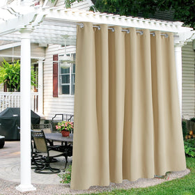 RYB HOME extra wide outdoor curtains with waterproof weave for patio protection.
