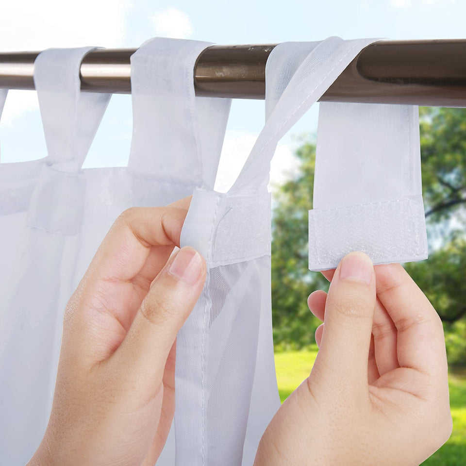 RYB HOME outdoor curtain in white sheer softens sunlight while preserving privacy on patios.