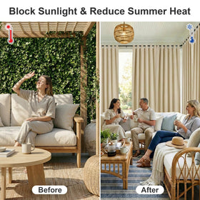 RYB HOME blackout outdoor curtain beige enhances privacy on sunny decks