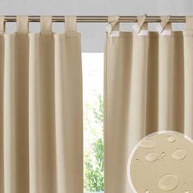 RYB HOME outdoor curtains for patio beige with waterproof and thermal insulation for cooler spaces