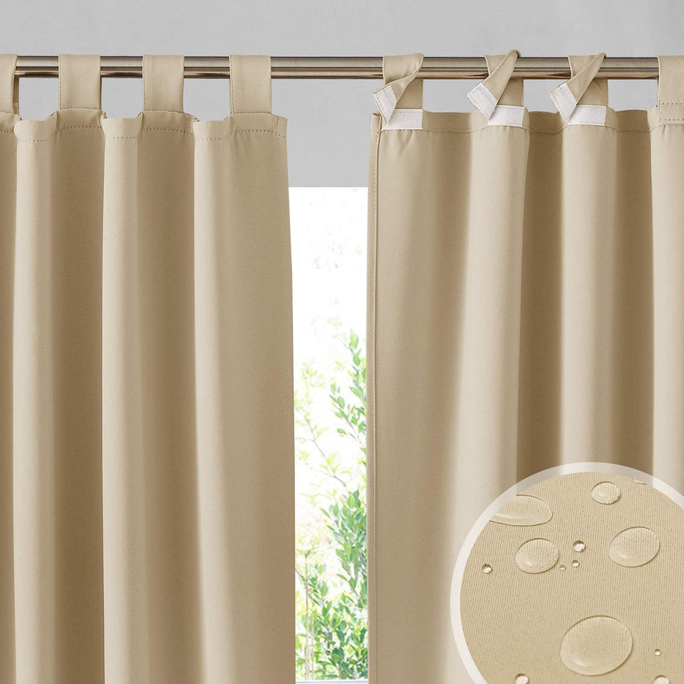 RYB HOME outdoor curtains for patio beige with waterproof and thermal insulation for cooler spaces