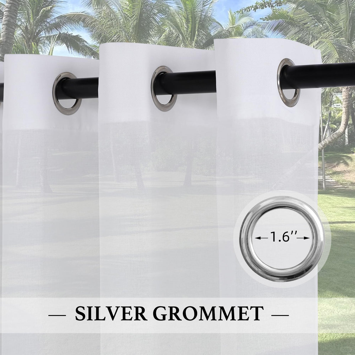 RYB HOME outdoor drapes shown in weather-ready fabric for patio use