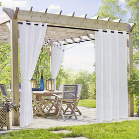 RYB HOME linen-look outdoor curtain panels filter glare while preserving privacy