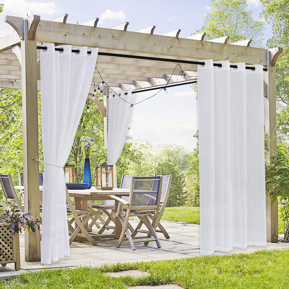 RYB HOME linen-look outdoor curtain panels filter glare while preserving privacy