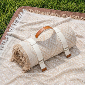 RYCHIC 2-in-1 extra-large boho beach blanket and towel for sand-free picnics.