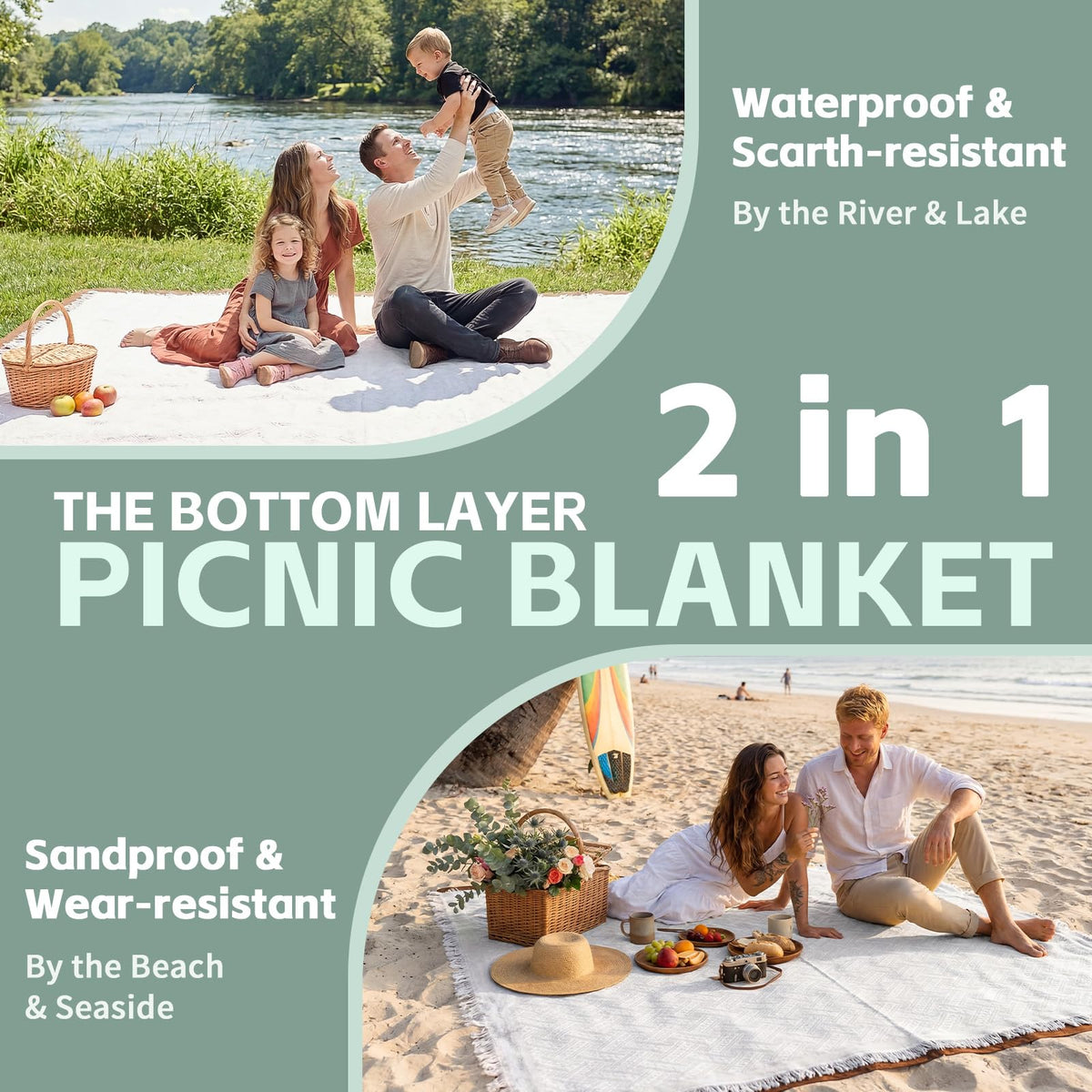 RYCHIC versatile outdoor blanket for beach days, parks, and camping use