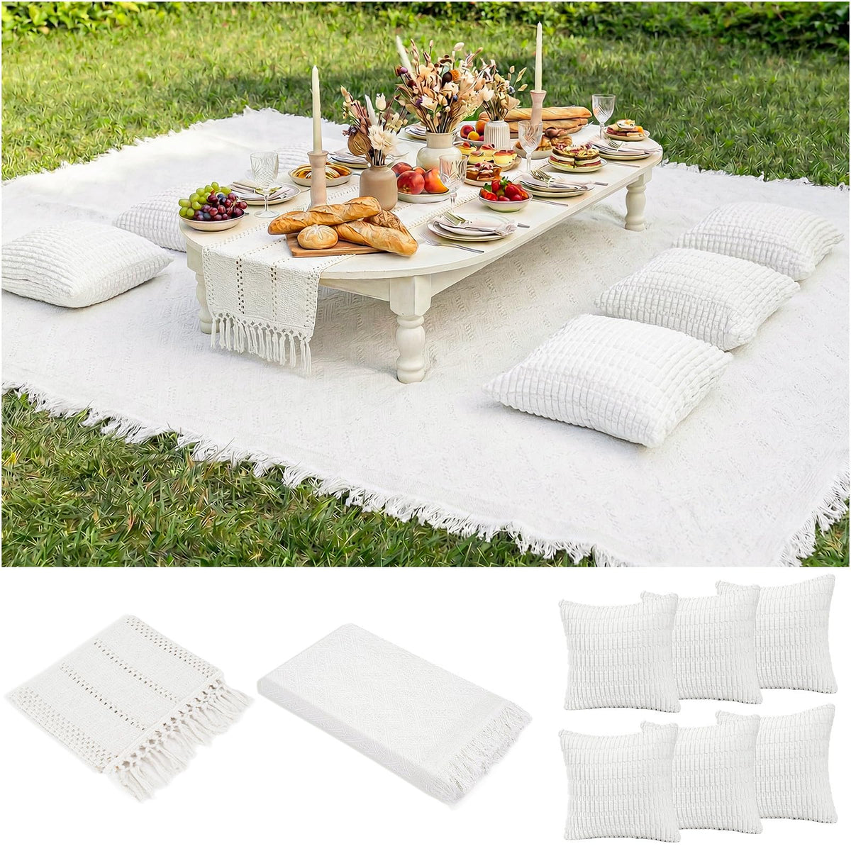 RYCHIC extra-large picnic blanket on grass for family gatherings