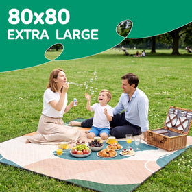 RYCHIC extra large picnic mat spread for group outdoor gatherings.