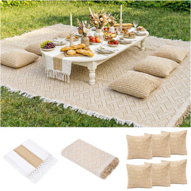 RYCHIC extra-large boho picnic blanket with table runner for coordinated outdoor seating