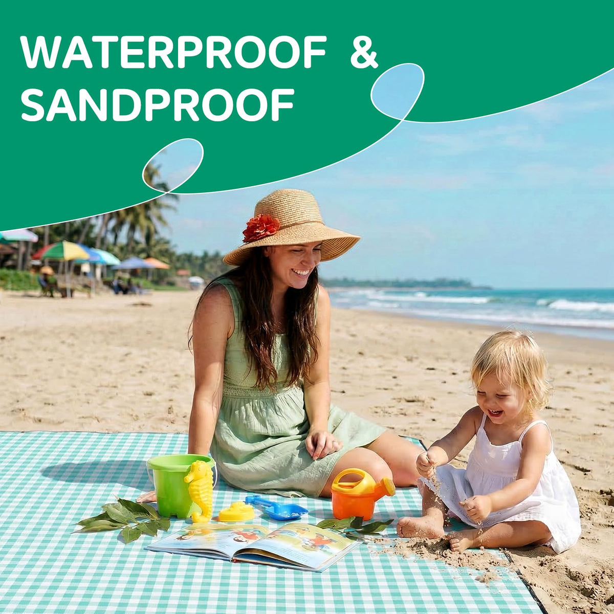 RYCHIC foldable outdoor mat shown compactly folded for storage
