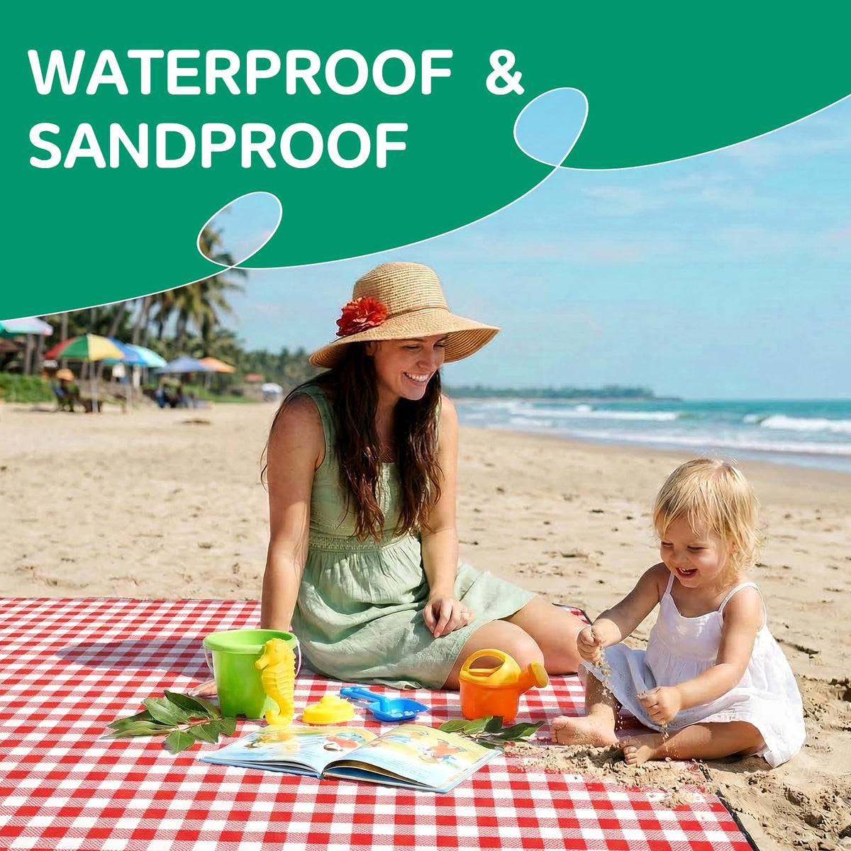 RYCHIC foldable picnic blanket, lightweight and easy to carry for quick trips.
