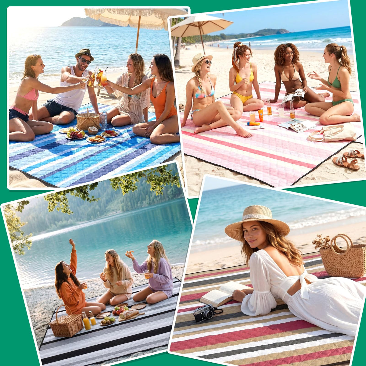 RYCHIC pink camping blanket spread on grass for a cozy outdoor base