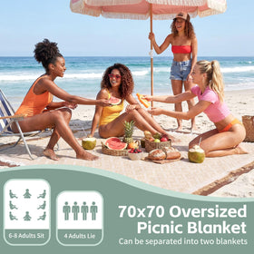 RYCHIC giant picnic mat with waterproof base for damp grass.