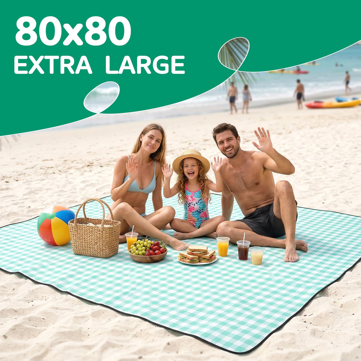 RYCHIC sandproof picnic blanket laid flat in a park for clean seating