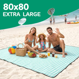 RYCHIC sandproof picnic blanket laid flat in a park for clean seating