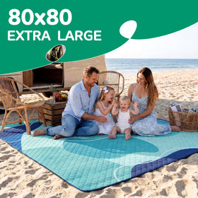 RYCHIC picnic mat in sandproof design, ideal for park lounging and quick cleanup.