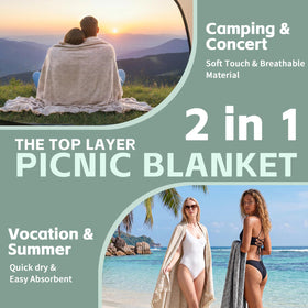 RYCHIC Turkish-woven throw offers soft comfort at outdoor gatherings.