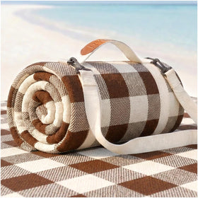 RYCHIC waterproof beach blanket folded for portable storage