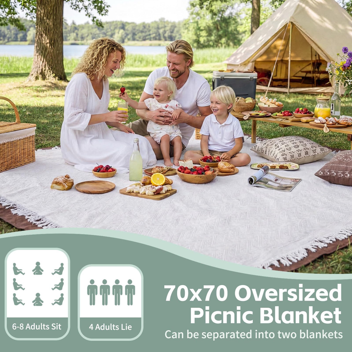 RYCHIC Oxford bottom layer protects from damp grass for comfortable seating