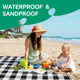 RYCHIC waterproof picnic blanket laid in the park for family seating