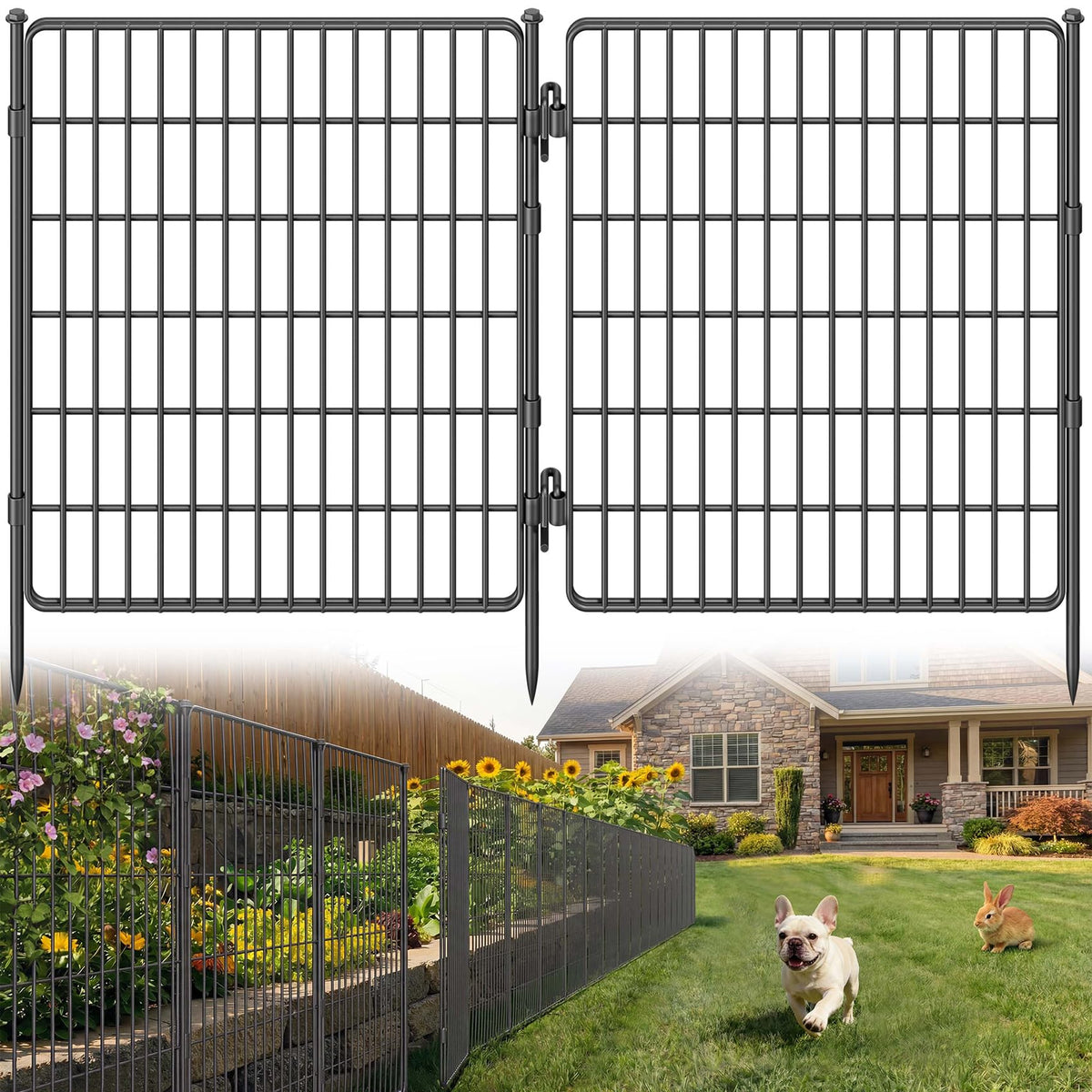 RYDIZA 3-Ply No-Dig Garden Fence gateway assembly shows sturdy setup for easy pet containment.