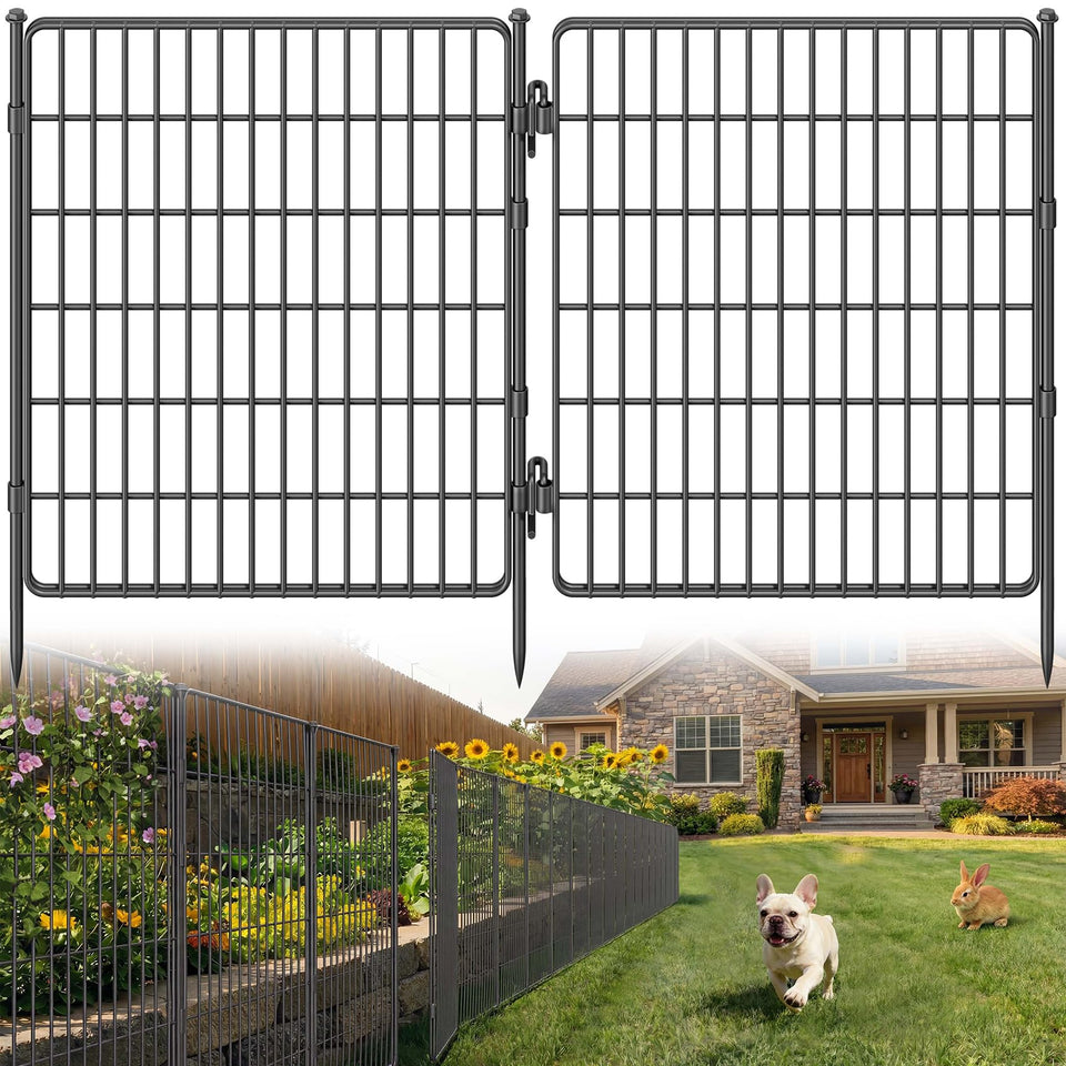 RYDIZA 3-Ply No-Dig Garden Fence gateway assembly shows sturdy setup for easy pet containment.