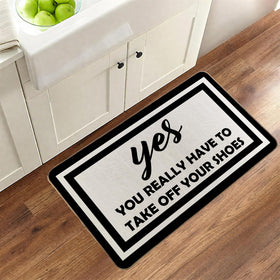 RYKEEN Shoes-off mat gray helps keep indoor floors clean.