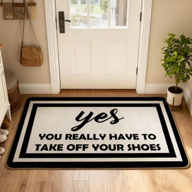RYKEEN Welcome door mat 17x30 gray with non-slip backing for a safe entry.