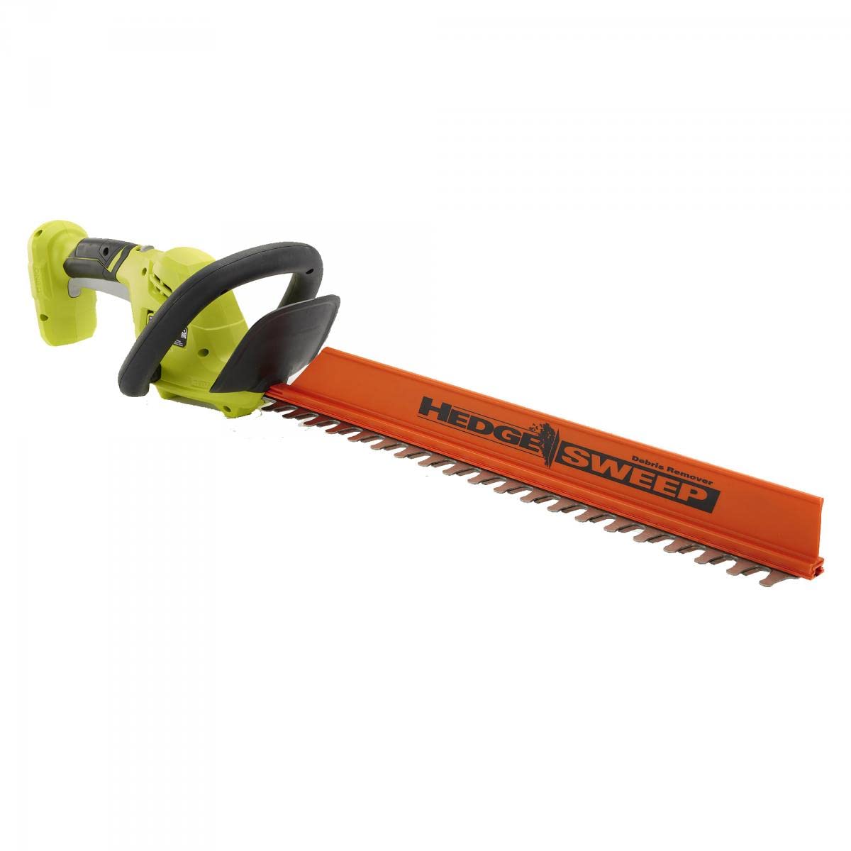 RYOBI 18V ONE+ 22in hedge trimmer ergonomic handle improves comfort during trimming.