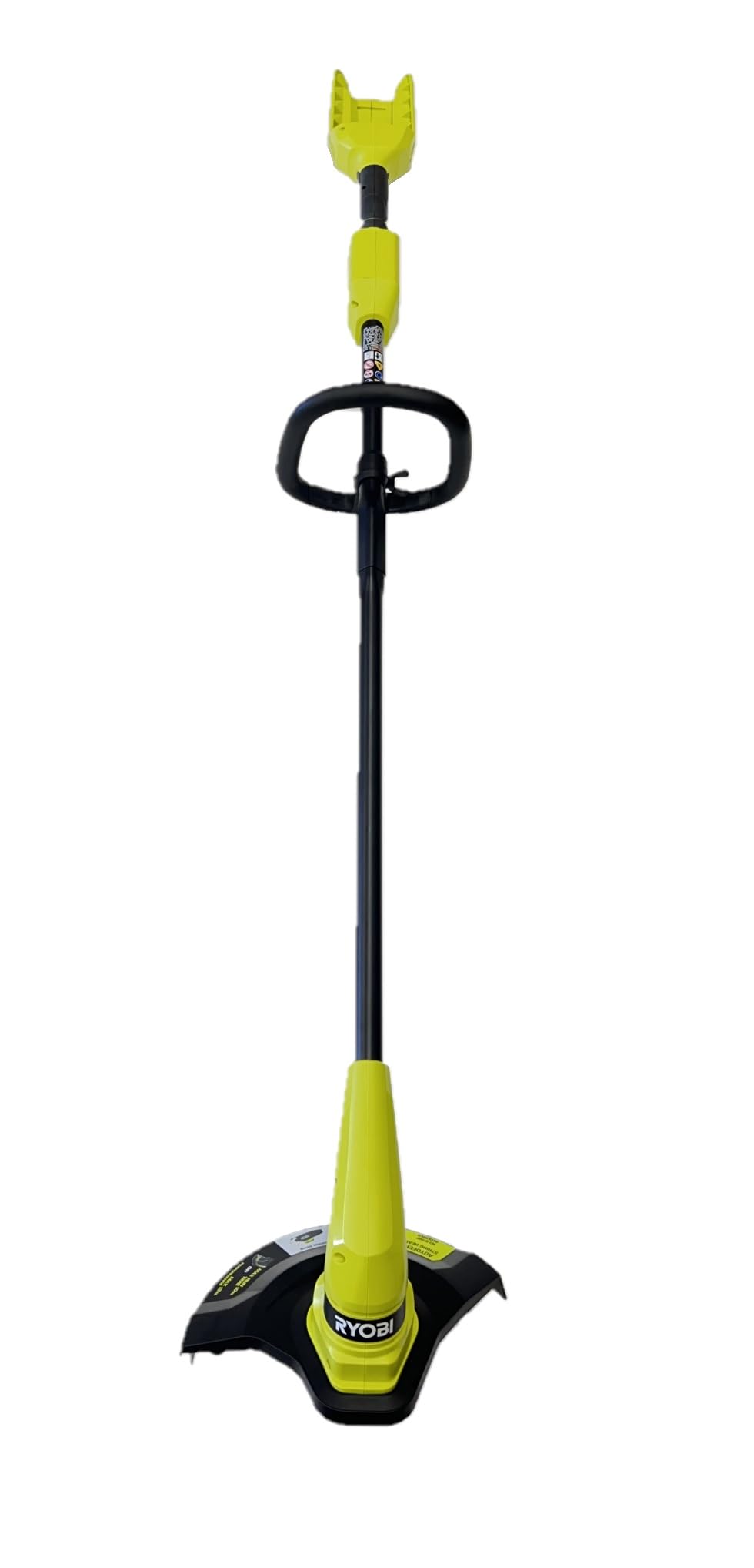 RYOBI 40V 12-in string trimmer with battery pack for mobility.