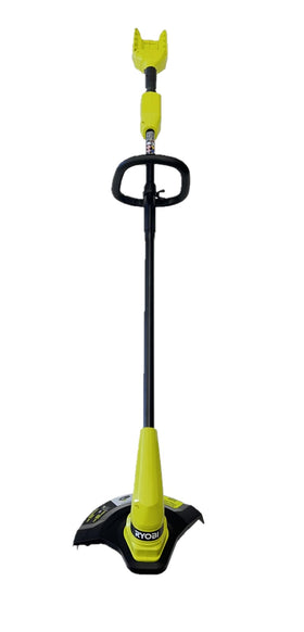 RYOBI 40V 12-in string trimmer with battery pack for mobility.