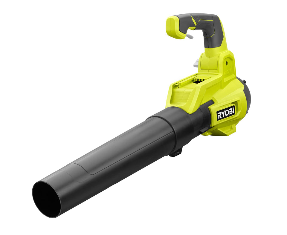 RYOBI 40V jet-fan blower Ry4 in action for efficient cordless yard debris cleanup.