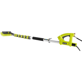 RYOBI angled brush head helps reach tight corners during pressure washer cleaning.