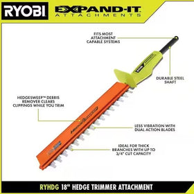 RYOBI HedgeSweep debris remover in action clears clippings as you trim.
