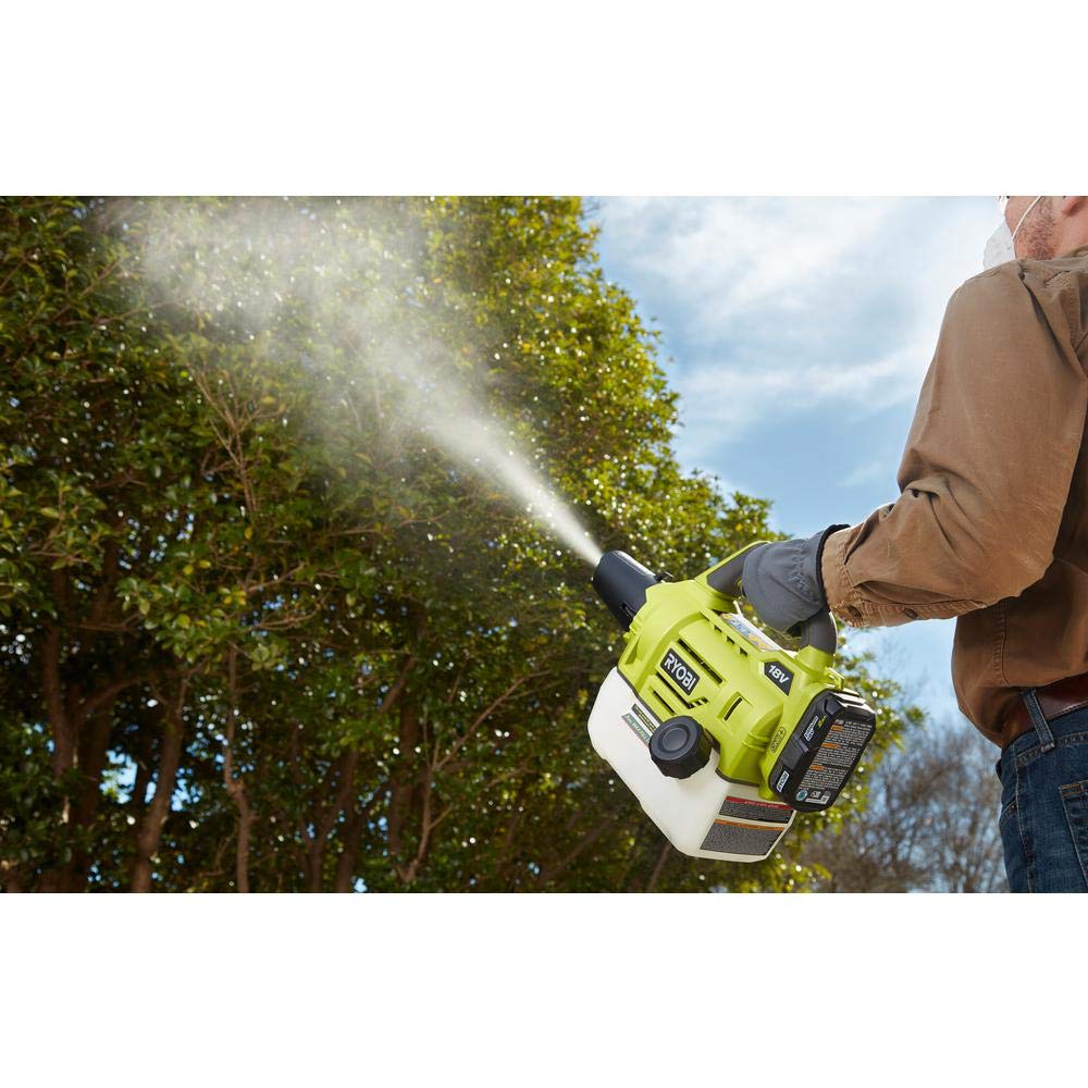 RYOBI fogger nozzle control ensures precise spraying results.