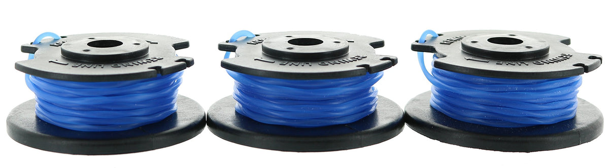 Ryobi One+ AC14RL3A OEM 0.065 line spool 3-pack ready for replacement.