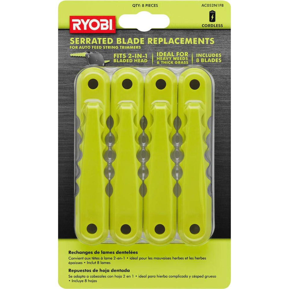 RYOBI serrated blade replacement eight-pack for tough yard tasks