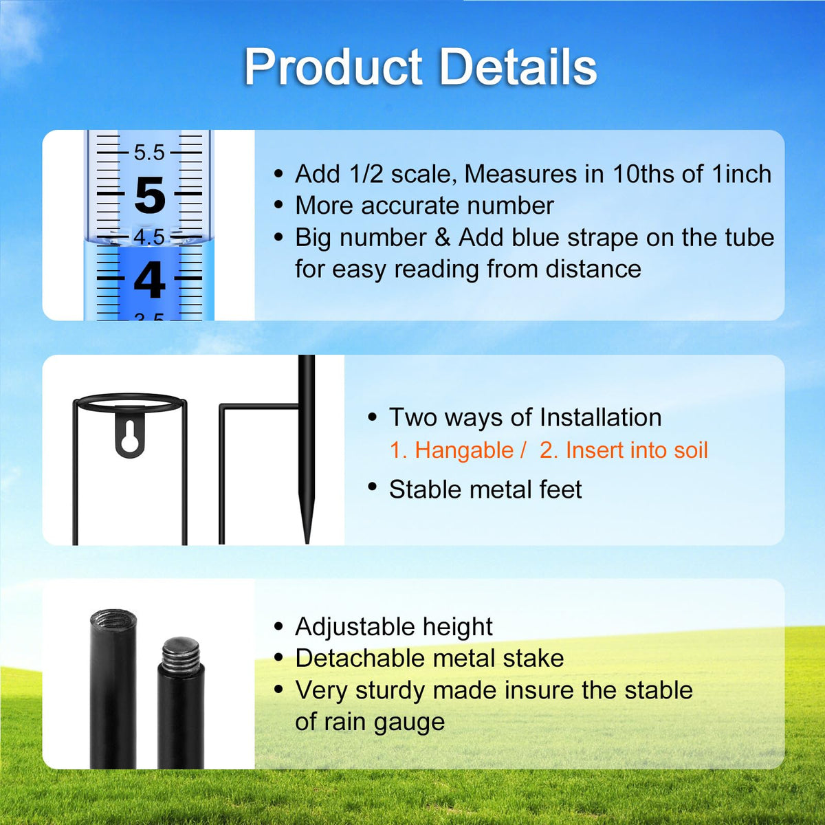 RYOEIKT adjustable-height design fits flowers or grass height.