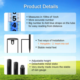 RYOEIKT Rain Gauge Durable Steel Holder resists fading and deformation