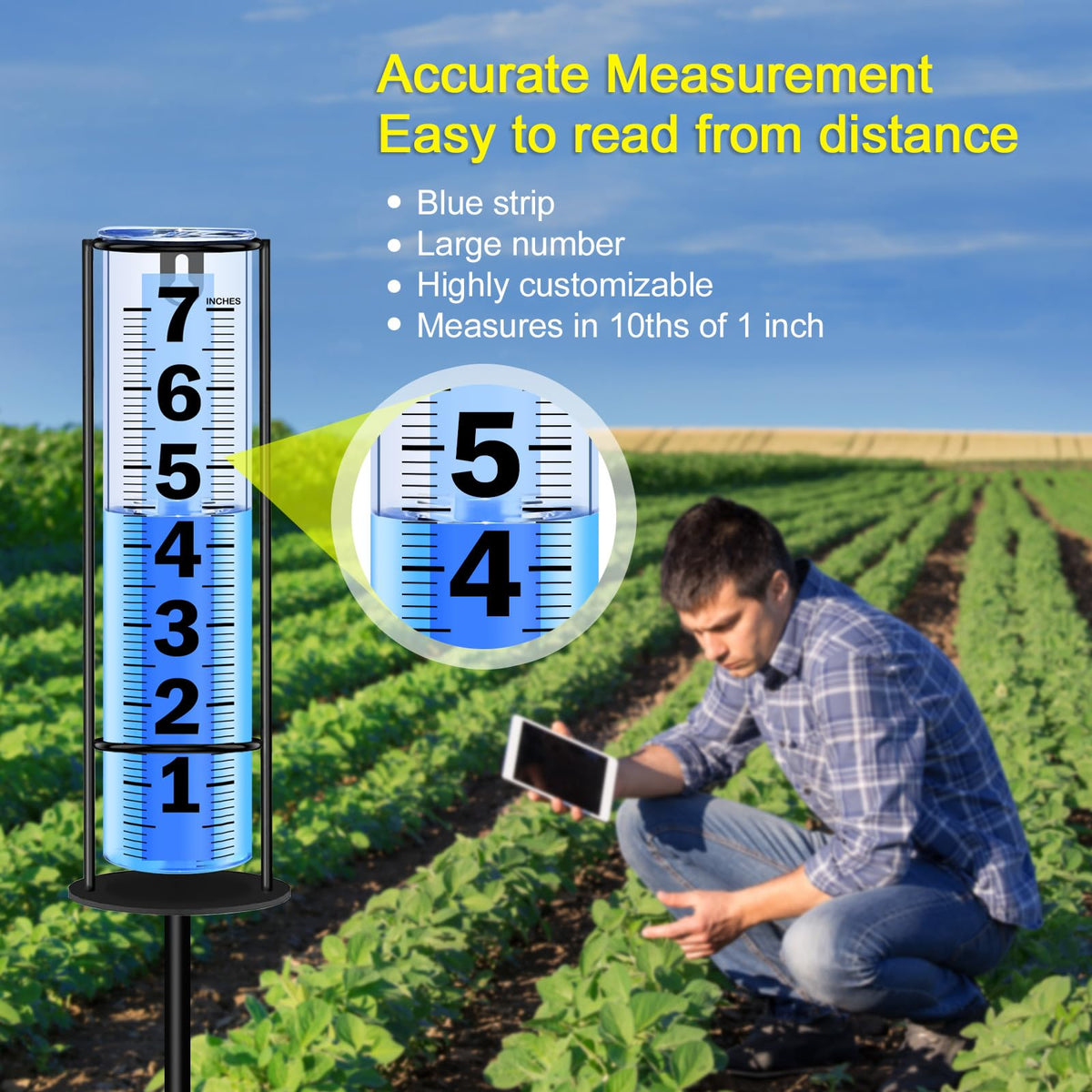 RYOEIKT Rain Gauge Oversized Scale enables easier data reading