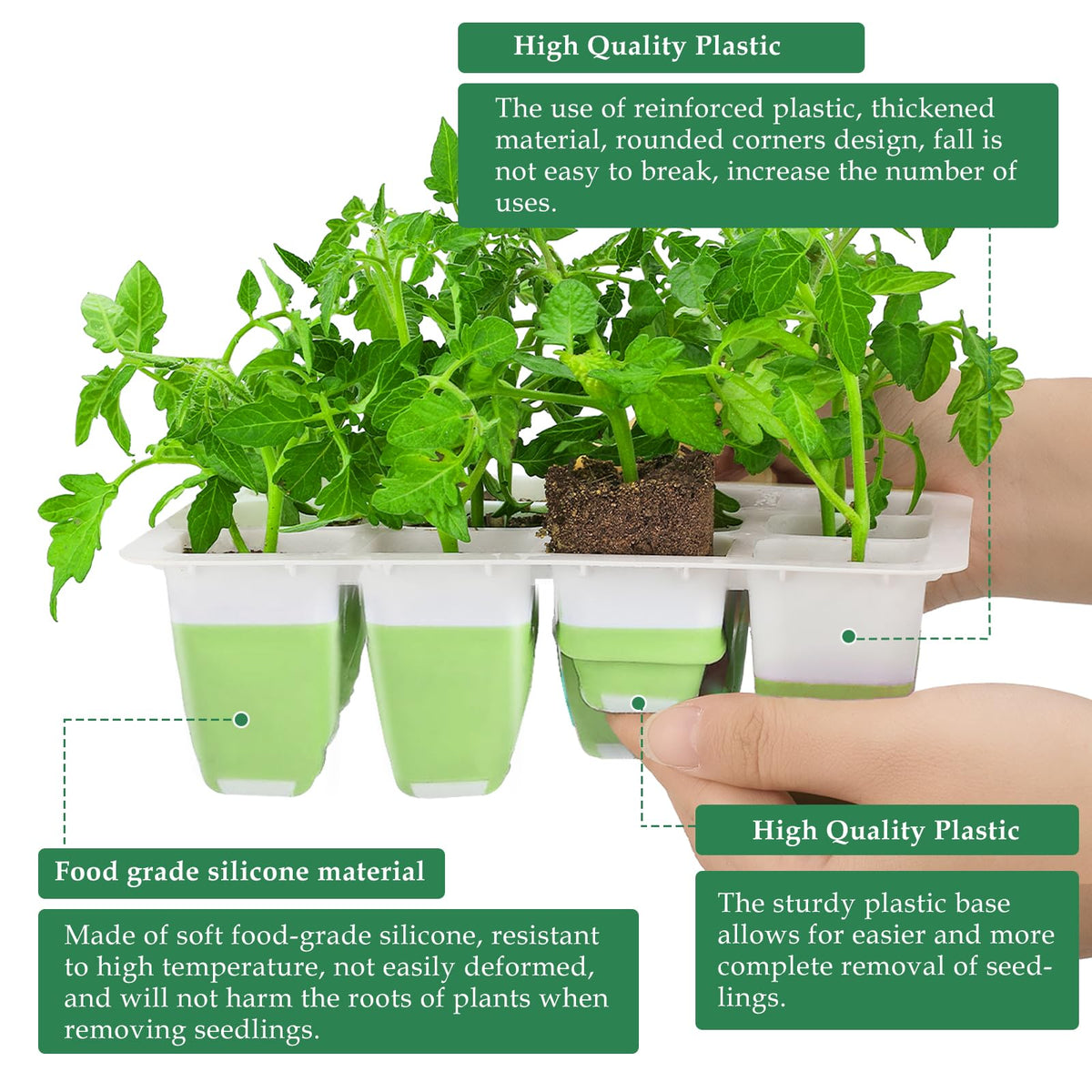 Ryscam durable reusable seedling tray crafted from silicone and reinforced plastic.